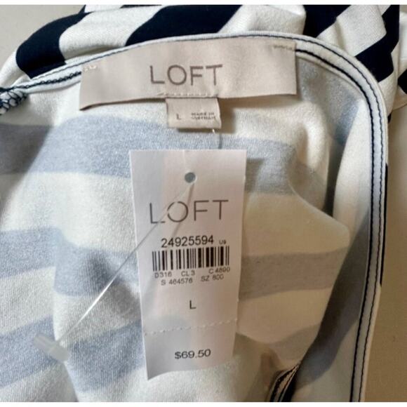 Loft Black & White Striped Sleeveless A-Line Dress With V-Neck, NWT - Picture 7 of 8